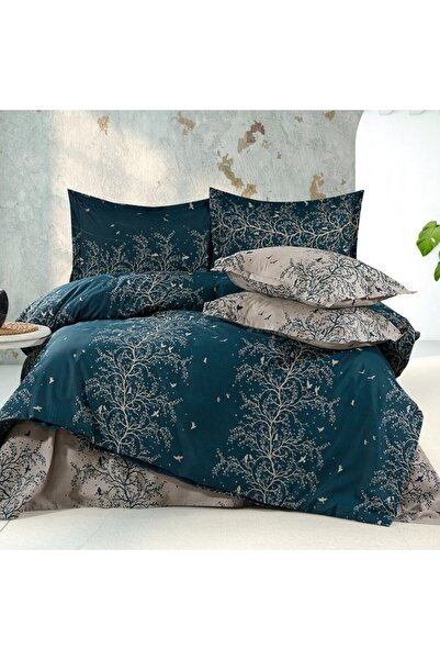 Pucioasa Ranforce double bed linen 4 pieces navy blue branches