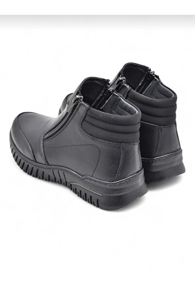 Özkan Ayakkabı SİYAH TAM ORTOPEDİK HAKİKİ DERİ İKİ TARAFI FERMUARLI KIŞLIK KADIN ANNE BOT