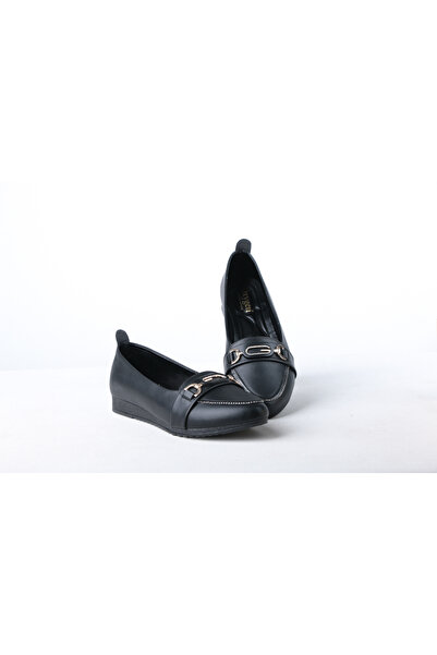 AYAKKABIMOOD Pantofi de balerină pentru femei Black G Buckle Stone