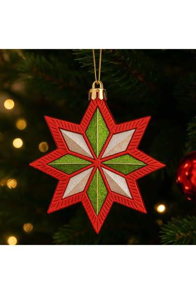hediyeofisi 5 قطع من زينة عيد الميلاد الفاخرة على شكل نجمة مقاس 8 سم