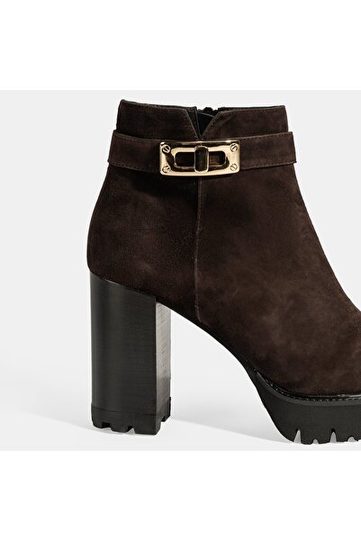 Desa Luca Grossi Kadın Kahve Metal Kilit Detaylı Platform Topuklu Bot