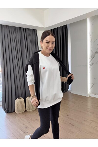 X-Young Суитшърт с бродерия на сърце EKRU