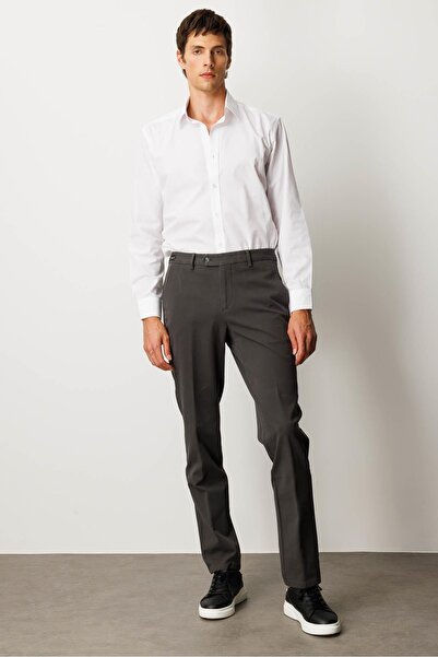 Desen Triko Чоловічі бавовняні штани з еластичним поясом і бічними кишенями, антрацитові