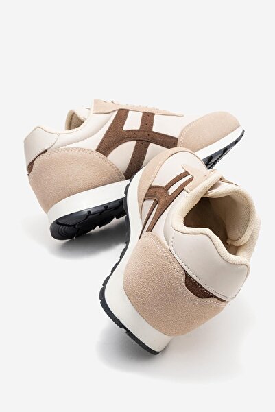 CCWAY AYAKKABI Bağcıklı Kadın Spor Ayakkabı ; BEJ KAHVE