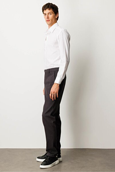 Desen Triko Men's Elastic Waist Side Pocket Cotton Trousers Antra