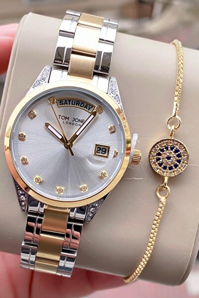 Tom Jones Kadın kol saati orjinal çelik 3atm su geçirmez 2yıl garantili faturalı bileklik hediyeli