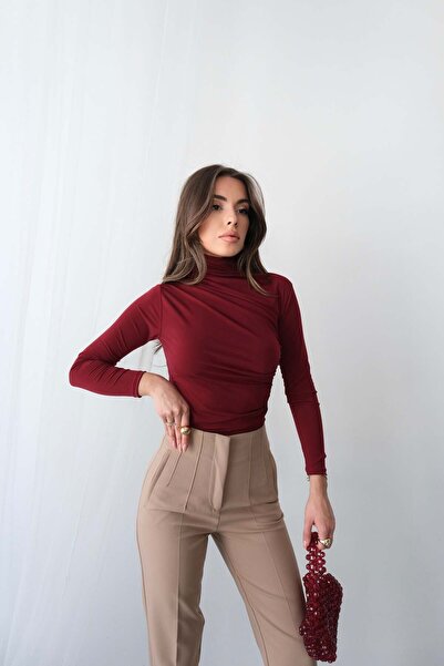 Hatun Atila Μπλούζα με μακρυμάνικο ζιβάγκο 4145 - Βουργουνδία