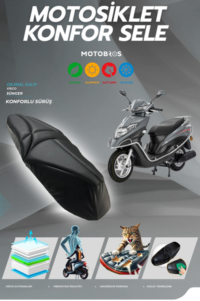 Motobros KANUNİ RESA Husă de șa confortabilă din burete viscoelastic Husă de șa