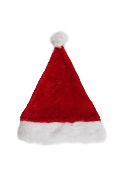 SHOPIENS Velvet Christmas Hat, 39 cm, Red-White