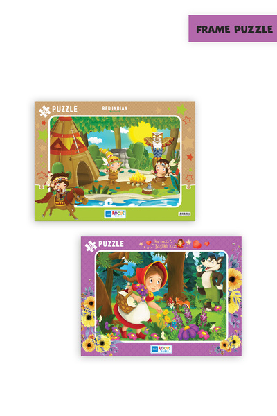 Blue Focus 2 Pcs 72 Pieces Children's Puzzle Indigenous and Red-Haired Girl