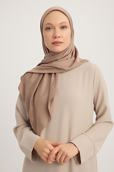 Wafa A0622 Matte Satin Jacquard Scarf 100X100Cm - Mink