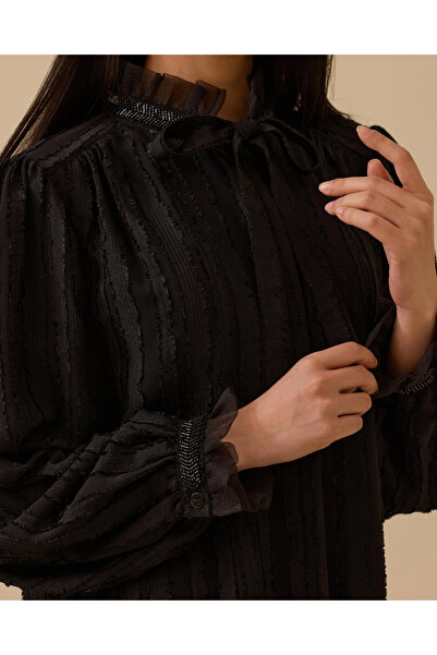 SCL Textured Chiffon Tunic with Scarf Detail