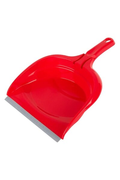 SHOPIENS Plastic Dustpan with Rubber Tip, 22x33x6 cm, Red - MYONNA