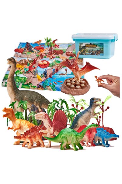 Jurassic Kit Aventură: Set de Figurine Dinozauri Multicolore, 83 de Piese, Vâ...