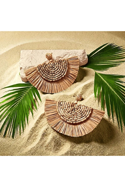 VELORA PRIVE BOHEM TARZI EL YAPIMI BONCUKLU RAFYA YELPAZE KÜPE