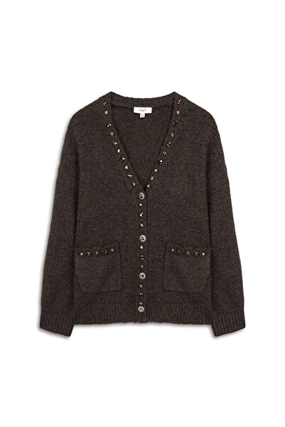 Twist Tricot Cardigan with Mixed Accessories