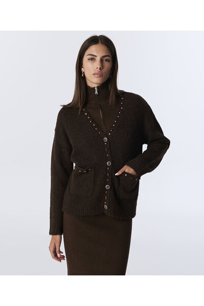 Twist Tricot Cardigan with Mixed Accessories