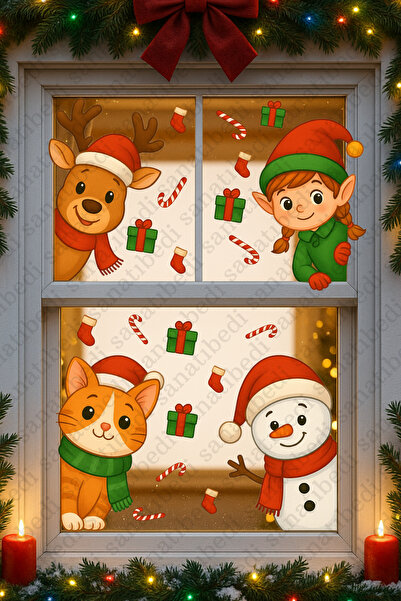 sanatıbedi Autocolant pentru decorarea colțului de Anul Nou - Autocolant drăg...