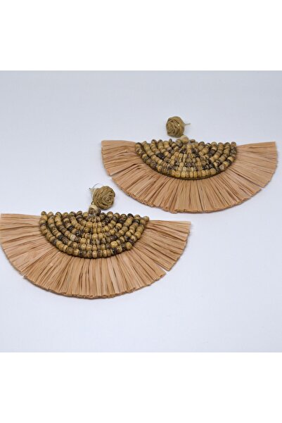 VELORA PRIVE BOHEM TARZI EL YAPIMI BONCUKLU RAFYA YELPAZE KÜPE