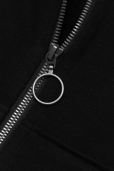 Cottonland Women's Olivia Regular Fit Three Thread Non-Fleece Hooded Cotton Sweat Coat Black