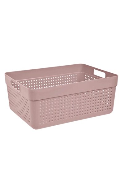 SHOPIENS Plastic Storage Basket, Perforated, Handles, Pink, 10L