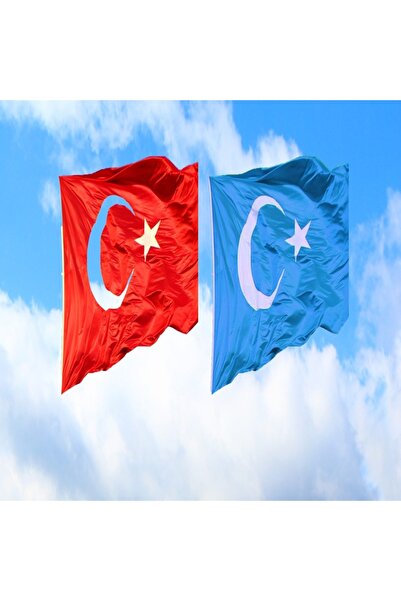 ÇELİKONLİNE BAYRAK TÜRK BAYRAĞI VE DOĞU TÜRKİSTAN BAYRAĞI 70X105Cm