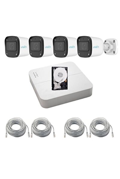 Uniarch kit de supraveghere complet – 4 camere IP 2MP, IR30m, microfon, PoE, NVR 4 canale, 500G