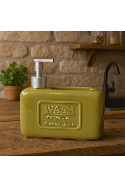 Kitchen Line Ceramic Kitchen Soap Dispenser with Sponge Compartment 750 ml