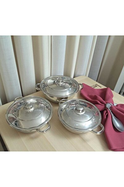 ÇEÇEN HOME طقم قدور فولاذية 3 قطع (20 سم + 22 سم + 25 سم)