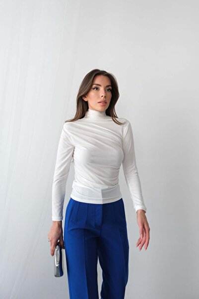 Hatun Atila Μπλούζα με μακρυμάνικο ζιβάγκο 4145 - Λευκό