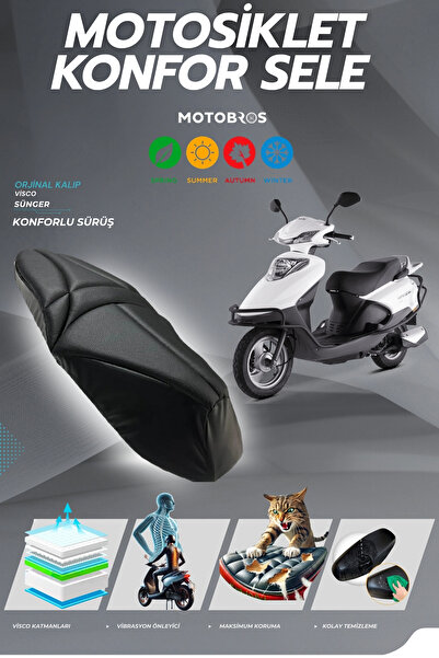 Motobros غطاء مقعد دراجة KUBA ZENZERO مريح مصنوع من الإسفنج الفيسكو