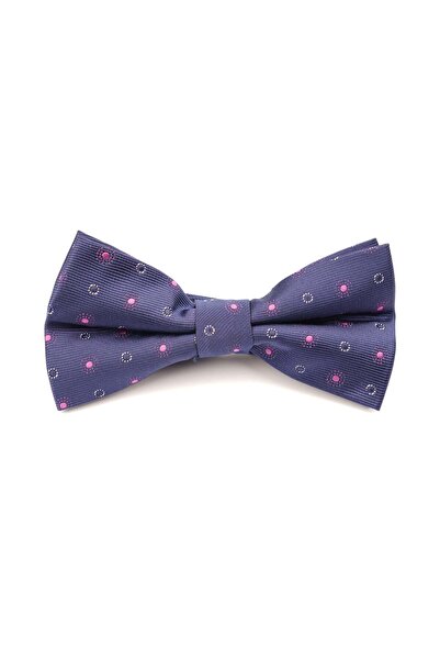 6AM Ceremony Blue bow tie with pink and white polka dot print