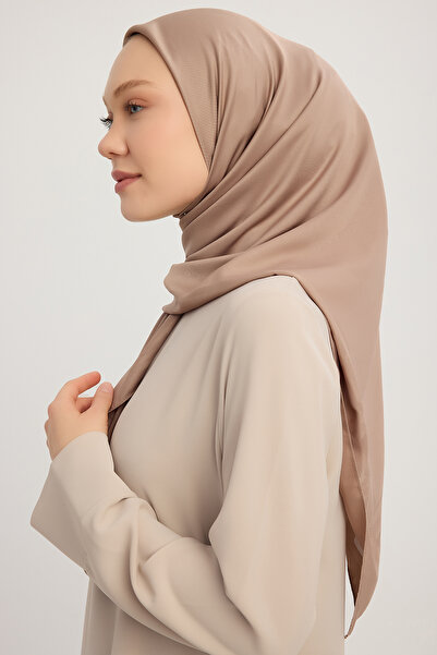 Wafa A0622 Matte Satin Jacquard Scarf 100X100Cm - Mink