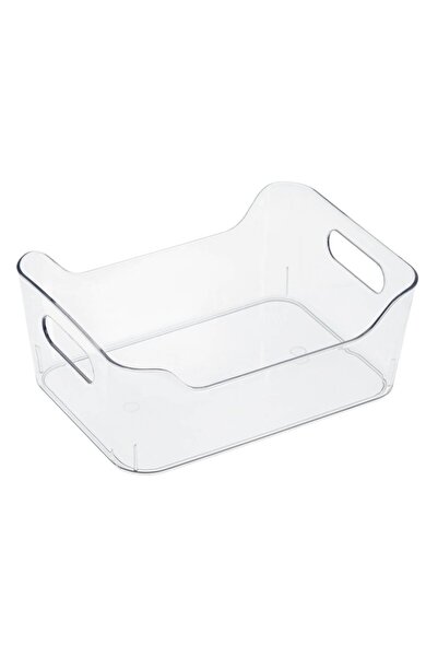 SHOPIENS Plastic Storage Basket with Handle, 1L Capacity, Transparent
