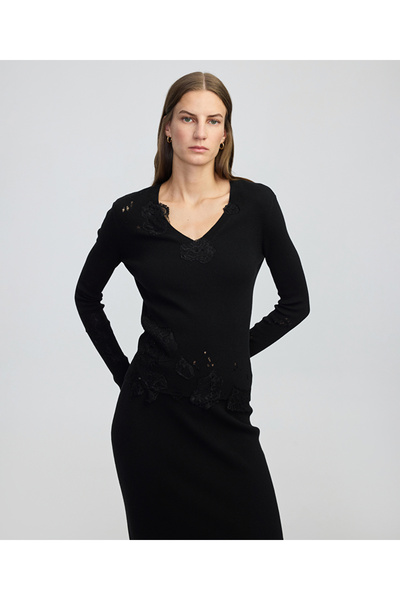 İpekyol Dantel aplikeli triko