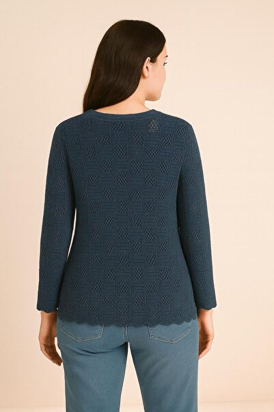 Sfg Life Moda Dámský dlouhý sezónní svetr se čtvercovým vzorem z bavlny