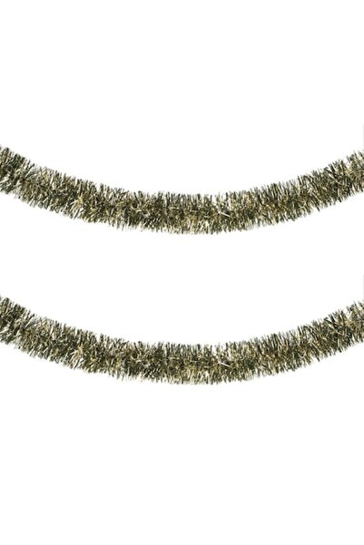 SHOPIENS Коледна лъскава гирлянда, Джъмбо, 3 м x 8 см, зелена със златна лъск...