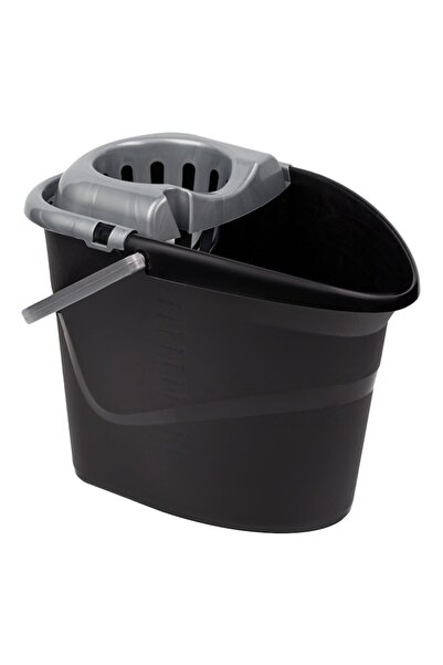 SHOPIENS Plastic Mop Bucket, 15L Capacity, Black, Grey Squeezer, MYONNA IT & E- COMMERCE
