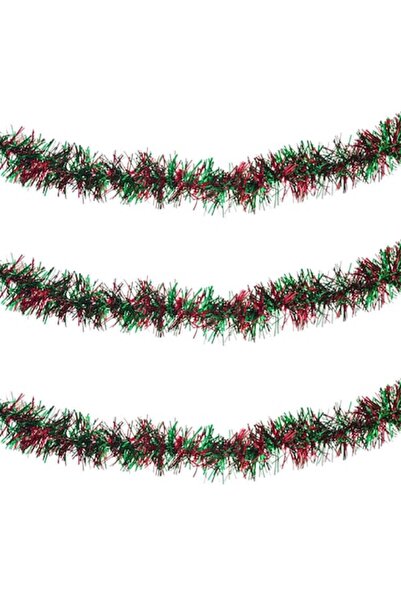 SHOPIENS Christmas Tinsel (Tinsel Model) - Green & Red, 3m x 5cm