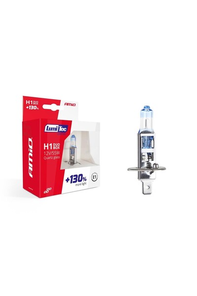 JollyMag Sada halogenových žárovek H1 12V 55W LumiTec LIMITED + 130% DUO BOX