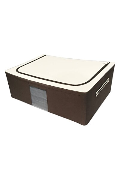 SHOPIENS Storage Bag for Clothes, Frame Model, Ecru and Brown, 60x40x20cm, 48L