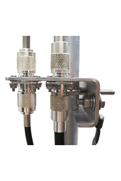 WIMO Mast mounting bracket for grounding coaxial cables (2 UHF connectors)