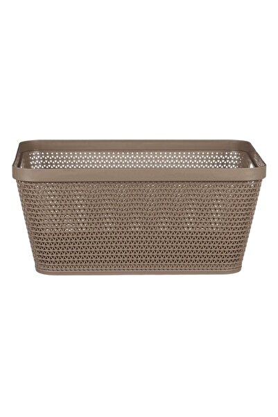 SHOPIENS Plastic Storage Basket, Rattan Model, Beige, 5.4L Capacity, With Handles