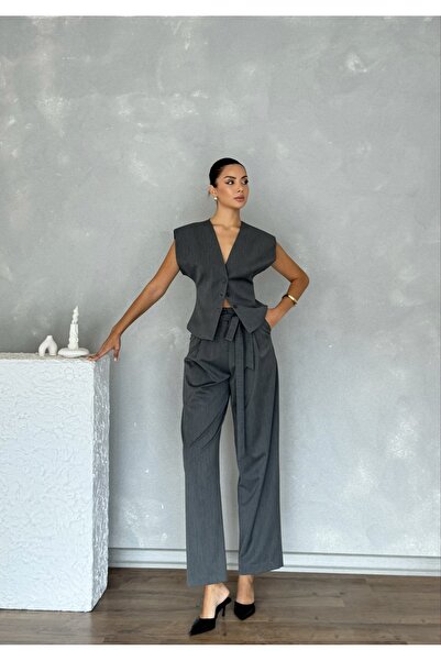 Nesil Sleeveless Cup Vest Pants Casual Stylish Special Occasion Women's Set