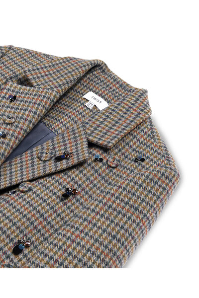 Twist Karma Accessoryed Hawkbeak Pattern Blazer