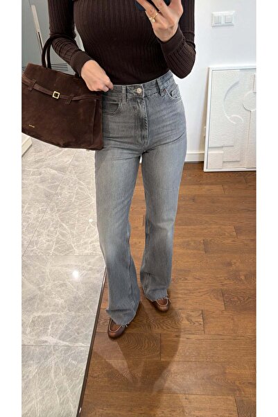 sinemkivanc co GRİ STRAİGHT YÜKSEK BEL JEAN