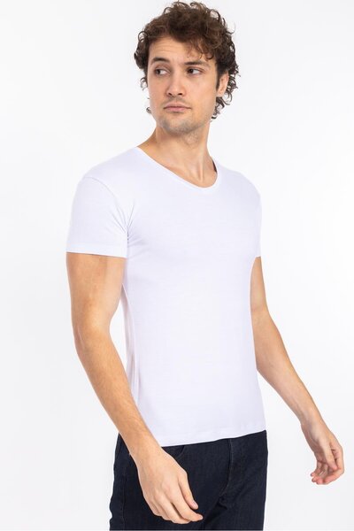 Villager&Son TSHIRT V&S 21Y BAMBU V YAKA ERKEK (M&C) Beyaz