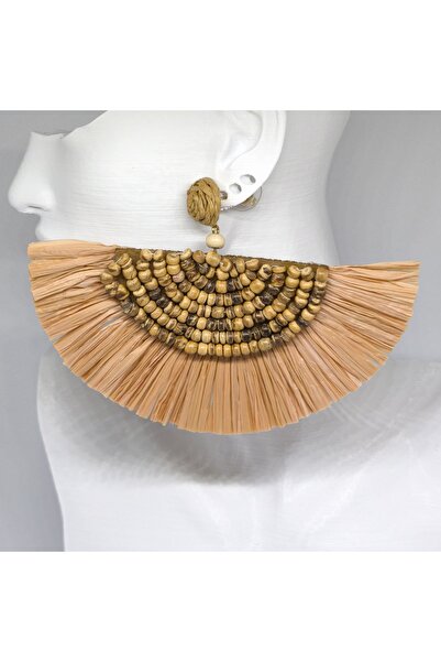 VELORA PRIVE BOHEM TARZI EL YAPIMI BONCUKLU RAFYA YELPAZE KÜPE