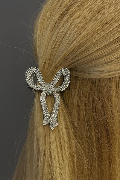 TAKIŞTIR Silver Color Ribbon Figured Stone Detailed Metal Latch Buckle