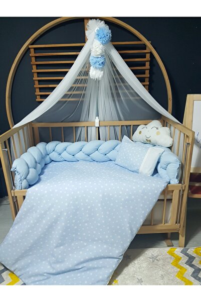 Baby Clime طقم نوم أطفال أزرق محبوك ومحفوظ 60x120 سم - وسادة سحابية هدية